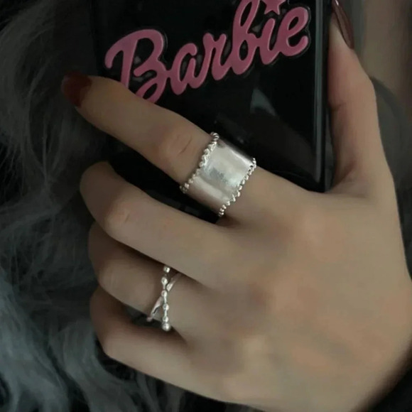 925 Sterling Silver Minimalist Chunky Statement Ring Dainty Bead Cross Ring - Picture 2 of 5